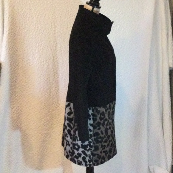 T Tahari wool coat - black and leopard - Picture 4 of 12